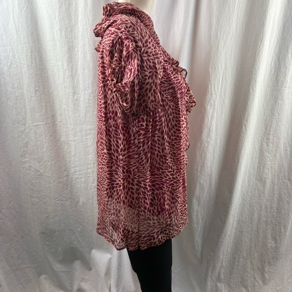 ba&sh Genn Ruffled Printed Crepon Blouse - Antique Rose - Picture 10 of 12